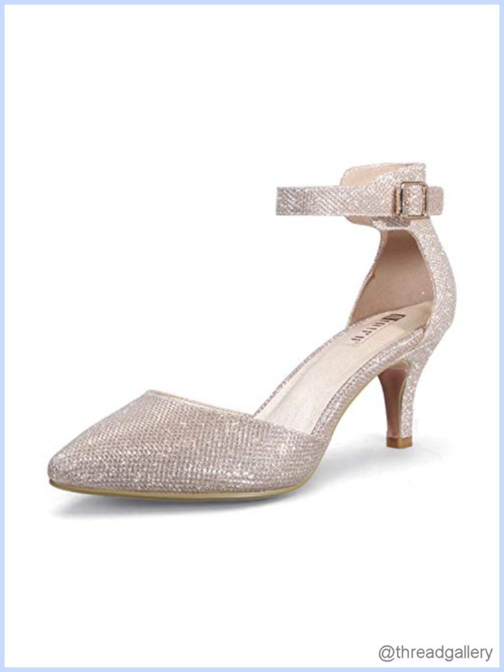 Women's Kitten Heels Pointed Closed Toe Dress Pumps Ankle Strap Formal Wedding